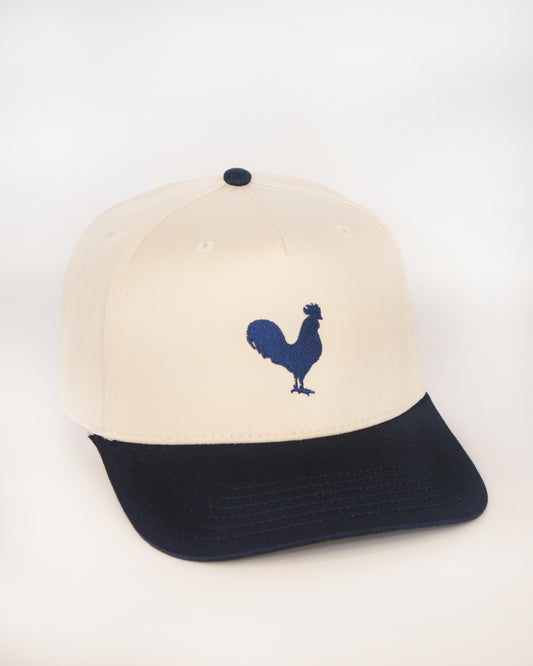 Roost Supply Creme & Navy Rooster Hat