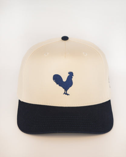 Roost Supply Creme & Navy Rooster Hat